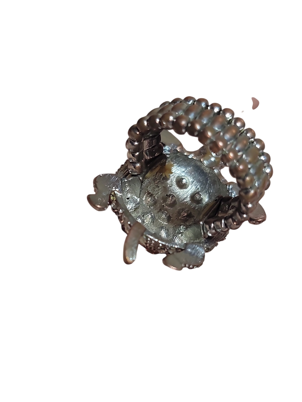 Vintage Rhinestone Turtle Brooch Pendant Stretch Ring Set Clear AB Crystal - Picture 6 of 6